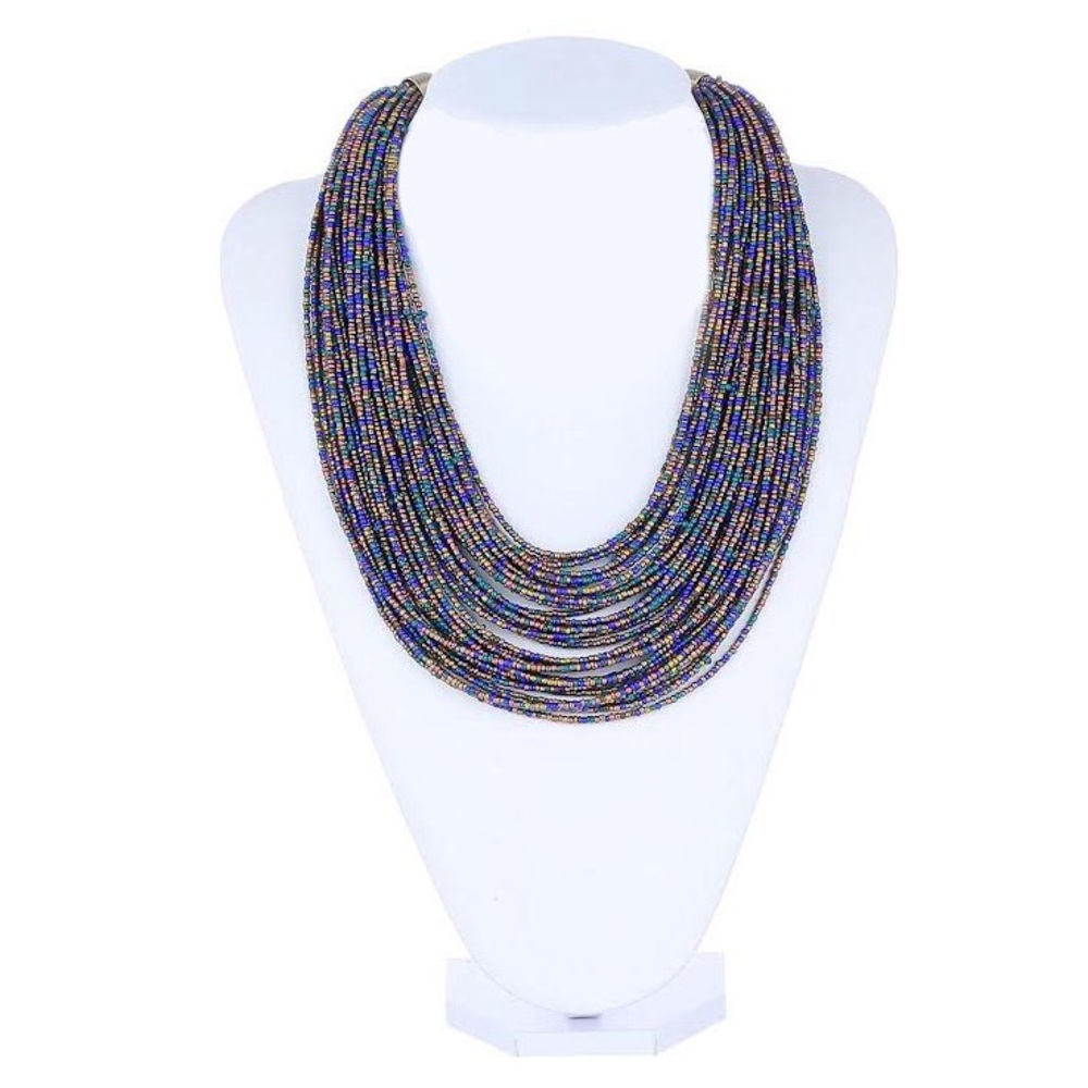 Beautiful Multi Colored, Multi stranded seed bead necklace! Brand new!